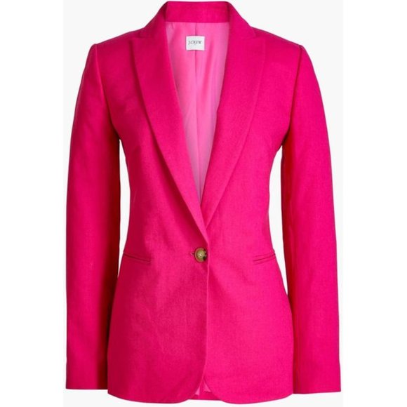 NWT-2-J. Crew factory LINEN-COTTON HOLLAND BLAZER - CRISP BEGONIA